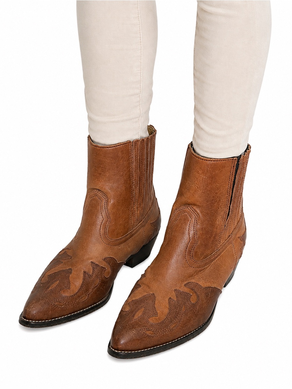 Size 8 Women’s Vintage Leather Western Cowboy Ankle Boots Made in Canada
